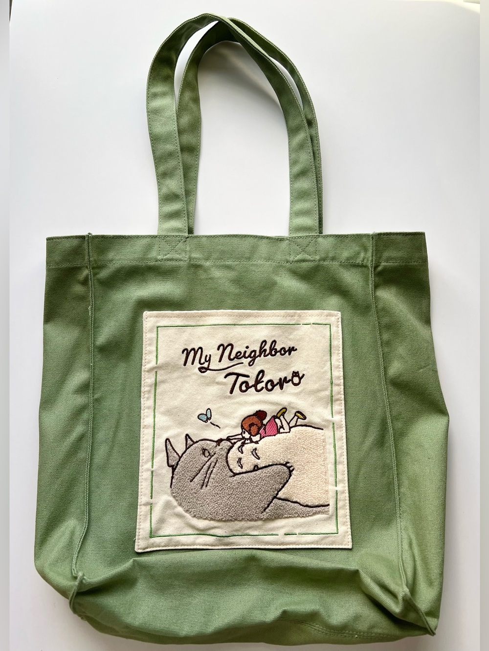 Studio Ghibli My Neighbor Totoro Embroidered Canvas Tote Bag Green